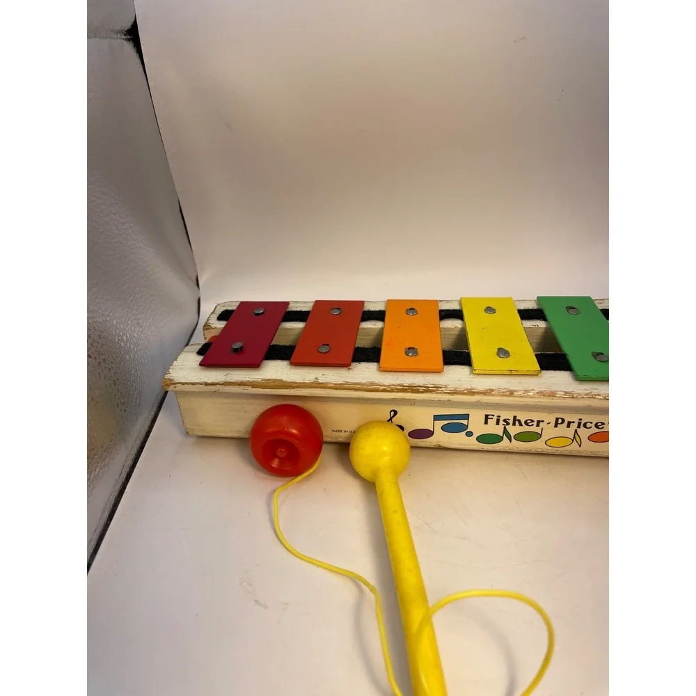 Fisher Price Pull A Tune Toy Xylophone Keys with Mallet Vintage 1964 FP 870 USA